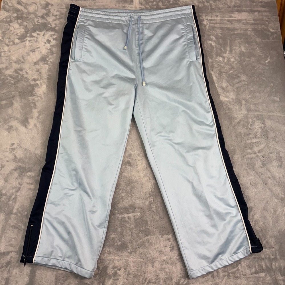 Southpole Mens XL Light Blue Black Wide Leg Track Pants Drawstring Pockets VTG
